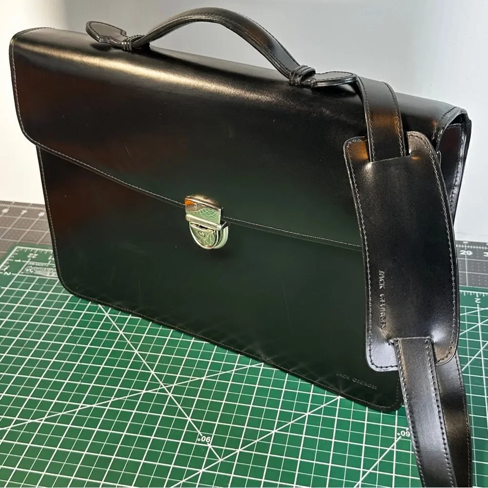 JACK GEORGES®   |  ELEMENTS™ BRIEFCASE  |  BLACK  |  Hand-Made  |  GOOD-COND  |